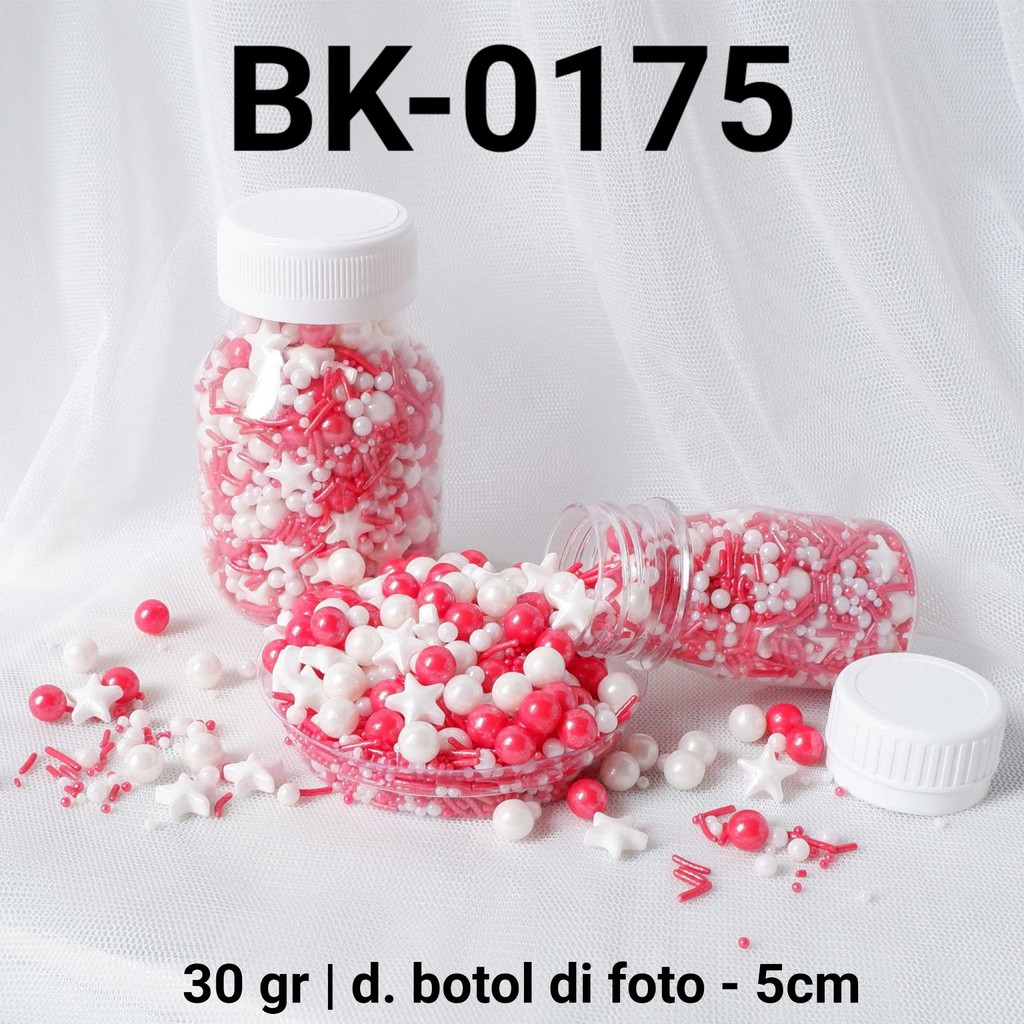 

BK-0175 Sprinkles sprinkle sprinkel 30gr 30 gram mix merah putih yamama baking grosir murah sprinkles cake dekorasi mutiara trimit decoration story sprinklestory sprinklesstory sprinkle story yamama baking
