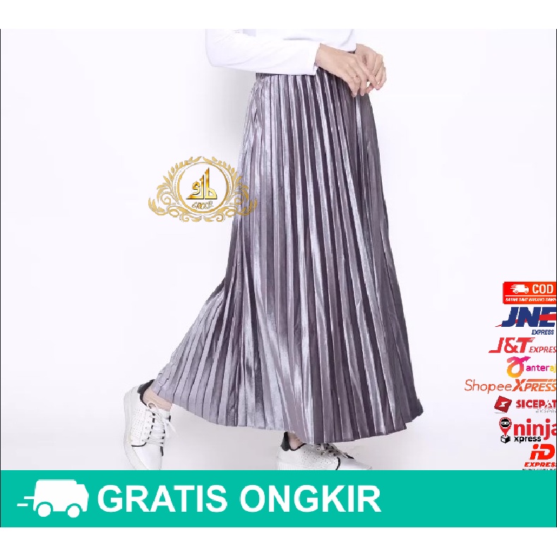 Rok Bludru Velvet Panjang Plisket Premium-1