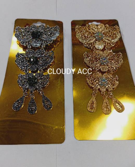 Bross 3 susun juntai model kupu kupu warna GOLD dan SILVER BAKAR cantik