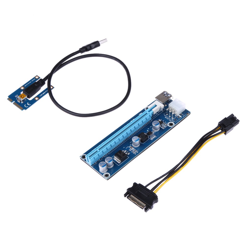 40cm USB 3.0 Mini PCI-E 16Pin ke PCIe Riser Card PCI Express 1x Ke 16x Ekstender dengan SATA