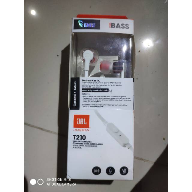 headset jbl T210 ori ims warna putih