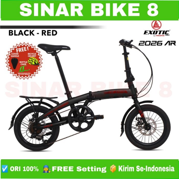 Sepeda Lipat Ukuran 16 Inch EXOTIC 2026 AR Boncengan 7 Speed Rem Cakram