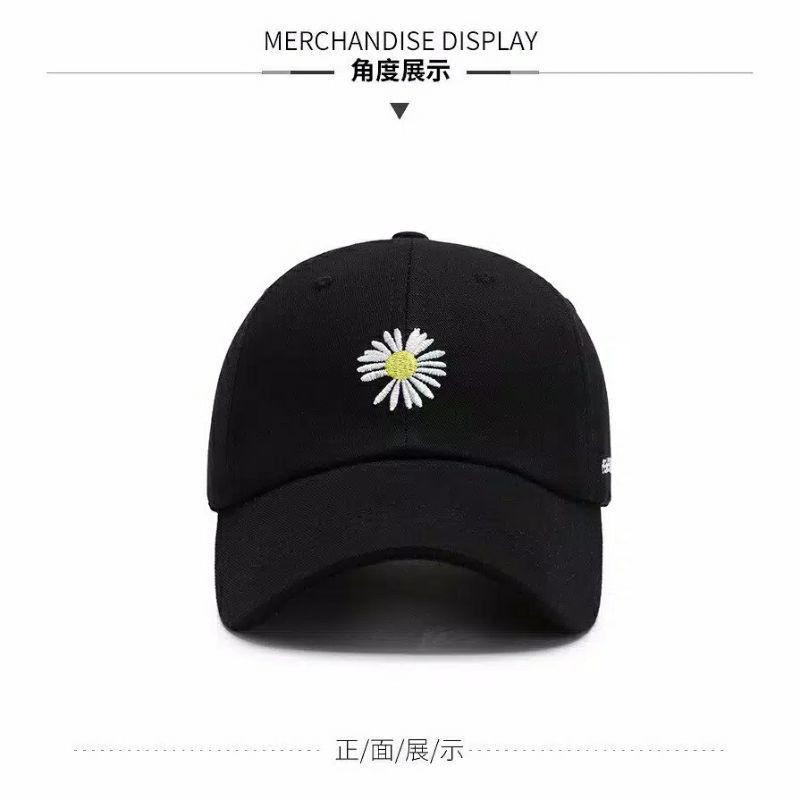 Topi Baseball Motif Bunga Daisy Kecil Gaya Hip Hop Untuk Wanita / Topi-7