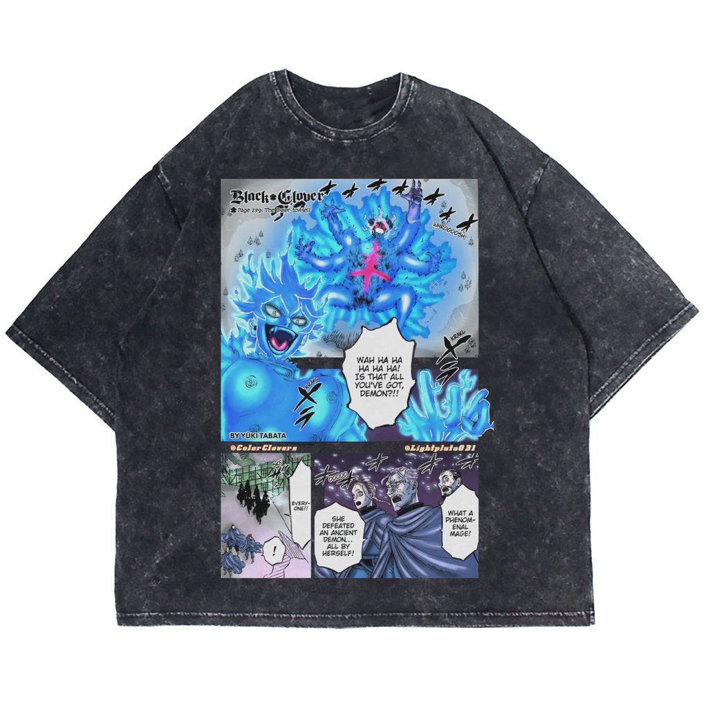 KAOS OVERSIZE BLACK CLOVER ASTA MODE BLUE DEMON WASHING VINTAGE TEE (T-SHIRT OVERSIZE WASHED)