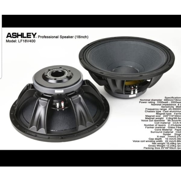 Speaker Ashley 18 inch lf18v400 (18 Inch) ORIGINAL / Speaker Ashley 18v400 subwoofer