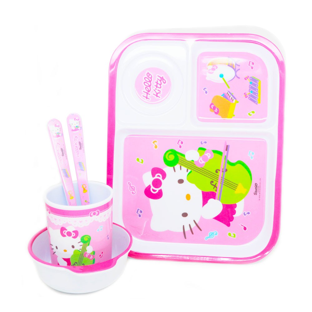 Vanda Hello Kitty Set Tempat Makan Anak Melamin - Pink