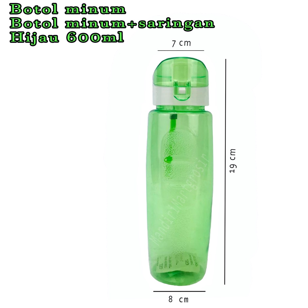 Botol minum + saringan * botol plastik * Warna pink * 600ml