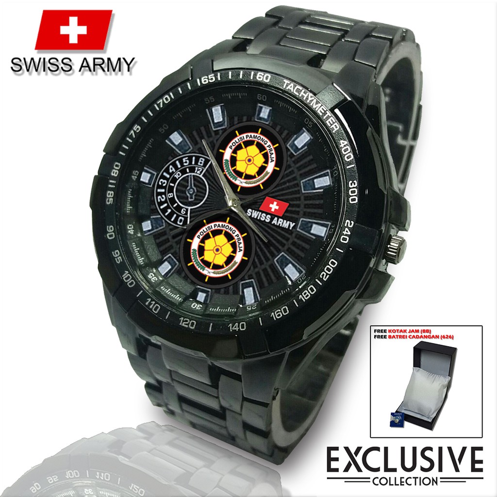 (Istimewa Bossque) Jam SAT POL PP Rantai Sport (Black Doff)