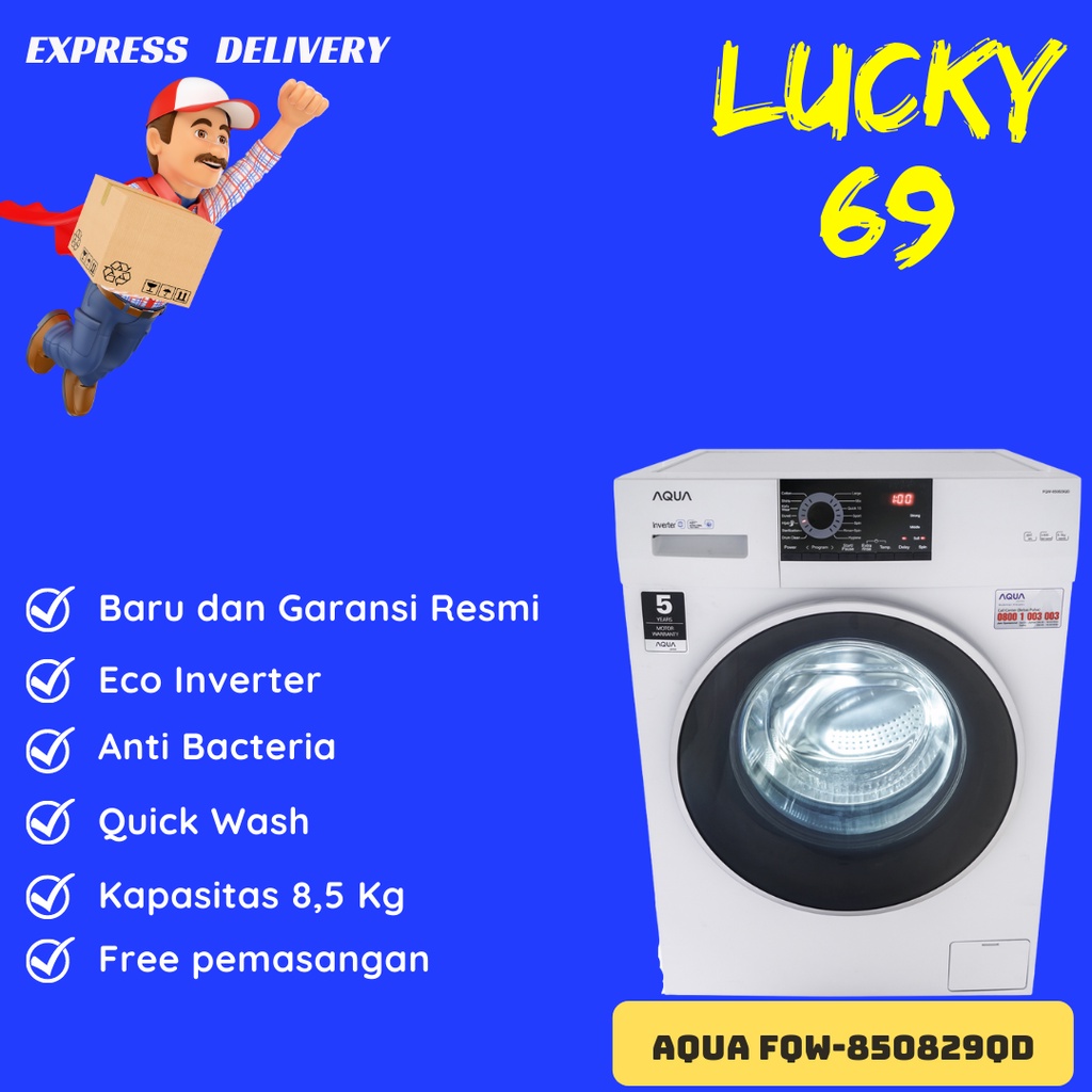MESIN CUCI FRONT LOADING 8,5 Kg AQUA JAPAN FQW-850829QD INVERTER FQW 850829QD