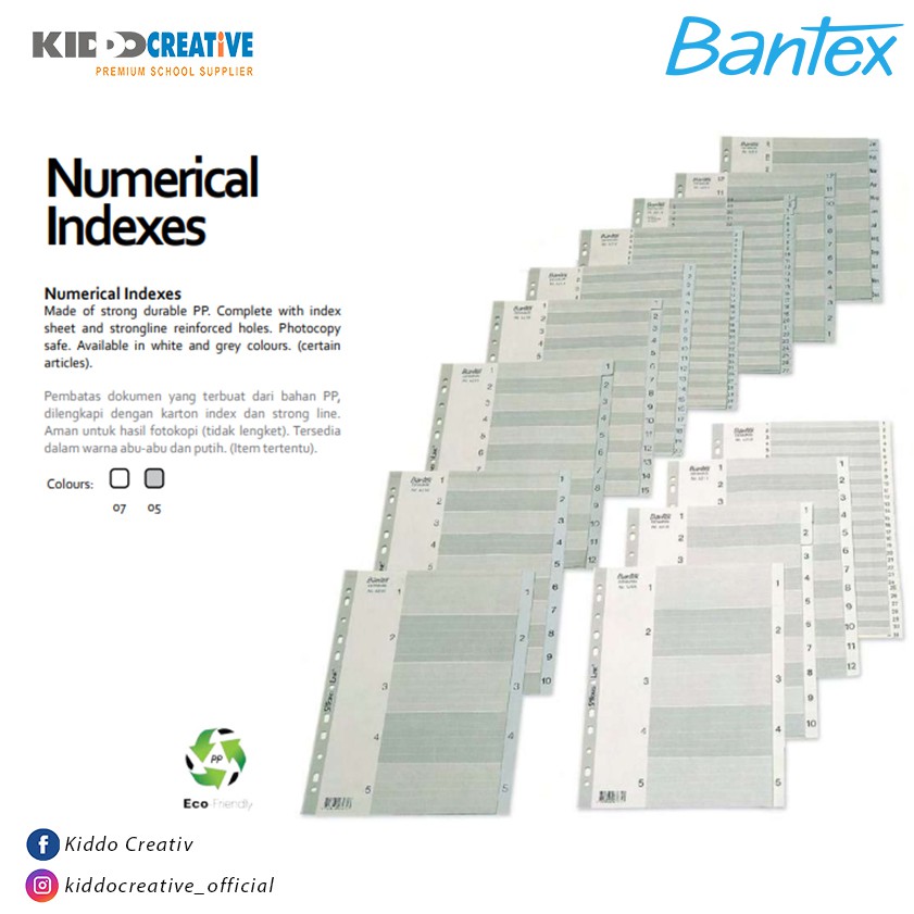 

Bantex Numerical Indexes A4 5 Pages (1-5 index) #6205-05