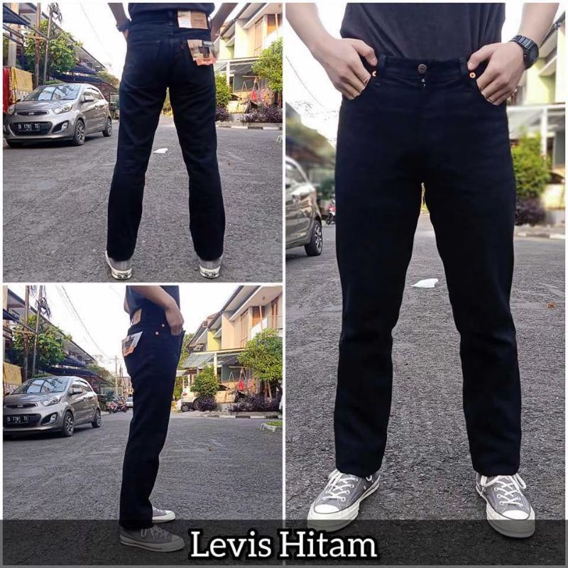 [ LAGI PROMO!! ] CELANA JEANS PRIA JUMBO/BIG SIZE WARNA HITAM BLACK 28 30 32 34 38 40 44 46