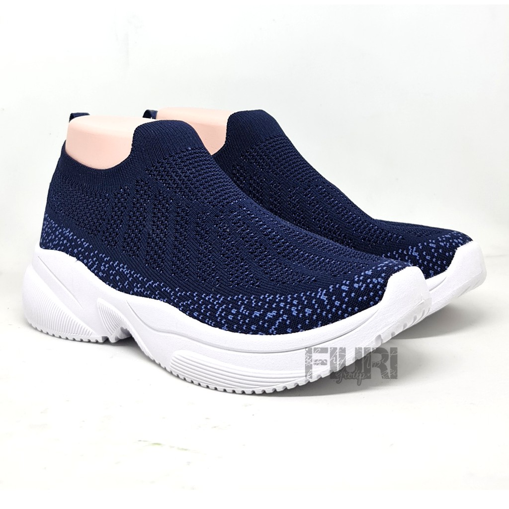 FIURI - Ando Original - NAOMI 37-40 Navy - Sepatu Kets Wanita - Sepatu Sneakers Wanita - Sepatu Olahraga Sport Wanita - Sepatu Casual - Sepatu Jogging Lari Fitness Gym Senam Wanita - Sepatu Sekolah Bertali SD SMP SMA-3