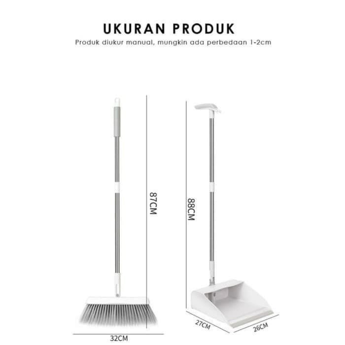 broom dustpan set big size flexible 90 derajat sapu pengkui adjustable