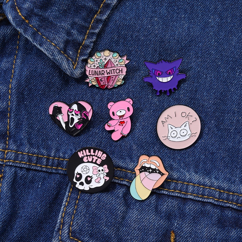 Bros Pin Enamel Desain Gengar Warna-Warni Gaya Punk Untuk Aksesoris Pakaian