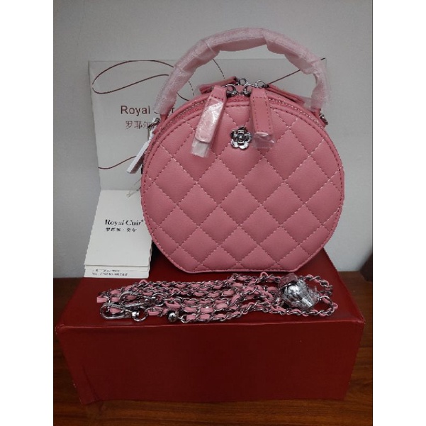 Tas Fashion Wanita Bulat Pink Free Box