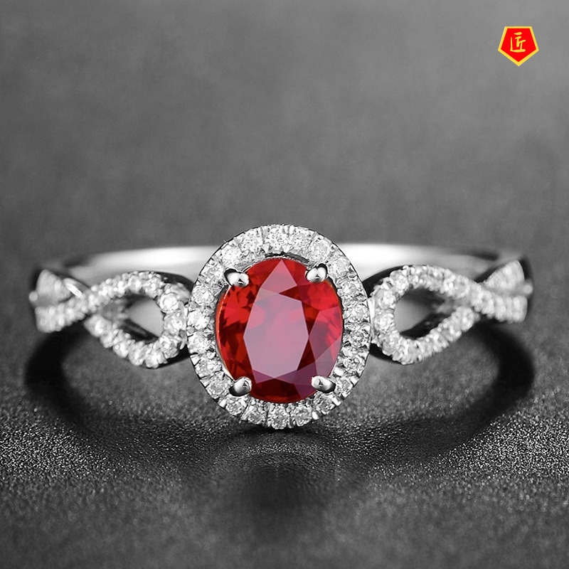 [Ready Stock]Fashion Personality Red Colorful Gemstone Ring Female