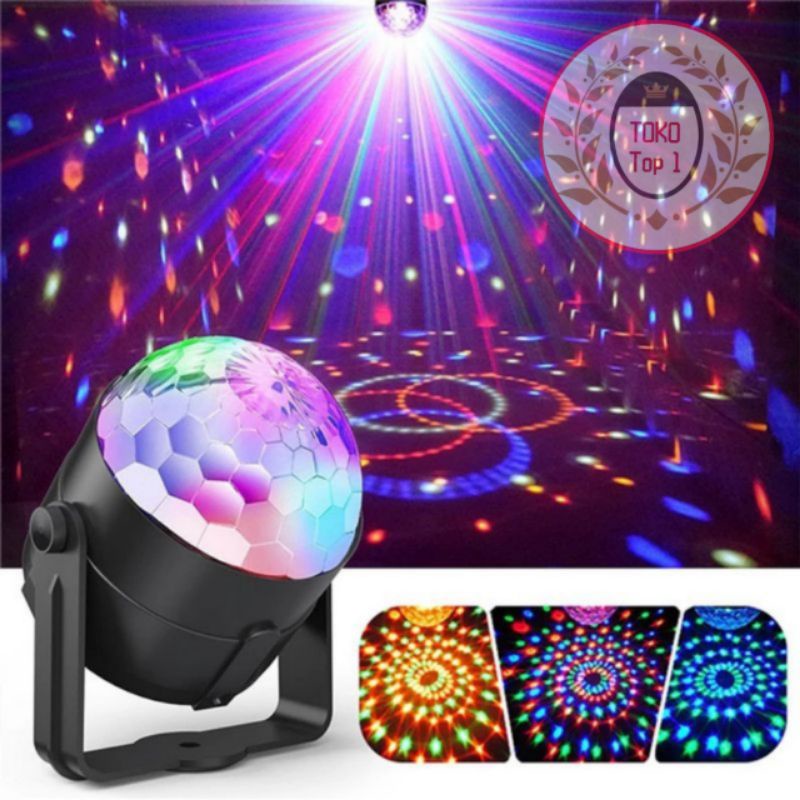Lampu Disko LED RGB / MAGIC BALL /  Dapat Berputar dengan Sensor Suara untuk Natal / Pernikahan / KTV