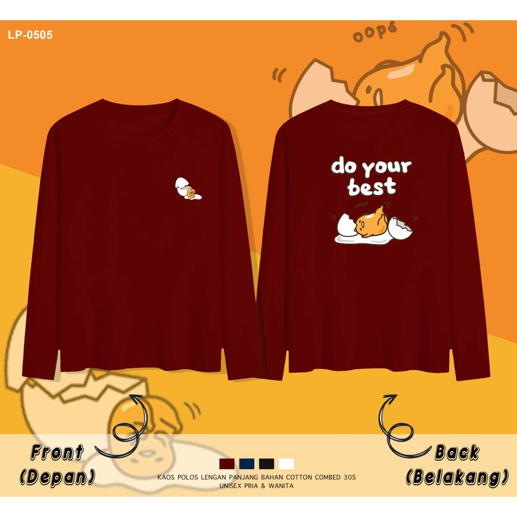 PAKAIAN KAOS LENGAN PANJANG WANITA / IMPORT / LP-0505 / DO YOUR BEST GUDETAMA