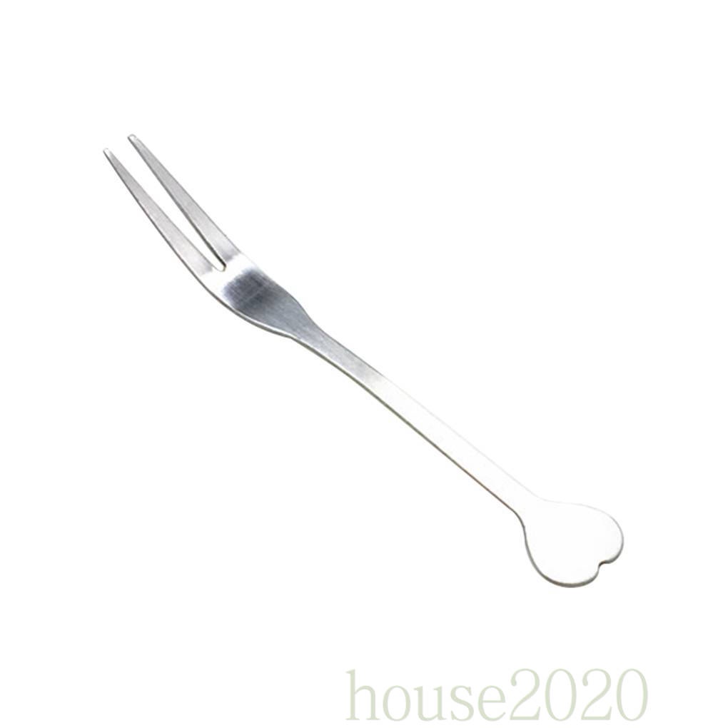 [house2020]Stainless Steel Heart Dinner Forks Cutlery Simple Fruits Picks Appetizer Dessert Salad Forks