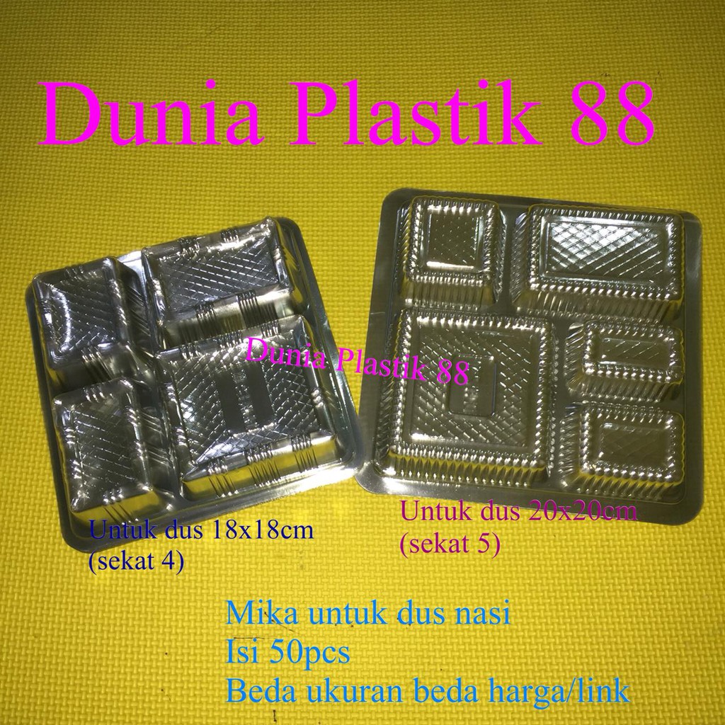 isi50PCS MIKA SEKAT PLASTIK dalaman 18x18CM untuk dus kardus box tempat makan nasi hajatan