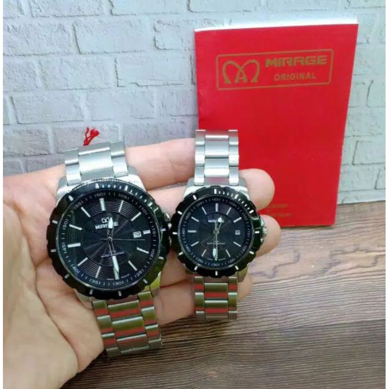 jam tangan couple;MIRAGE M8549BRP-Lsilver~ORIGINAL WATER RESISTANT~TGL~STAINLESS