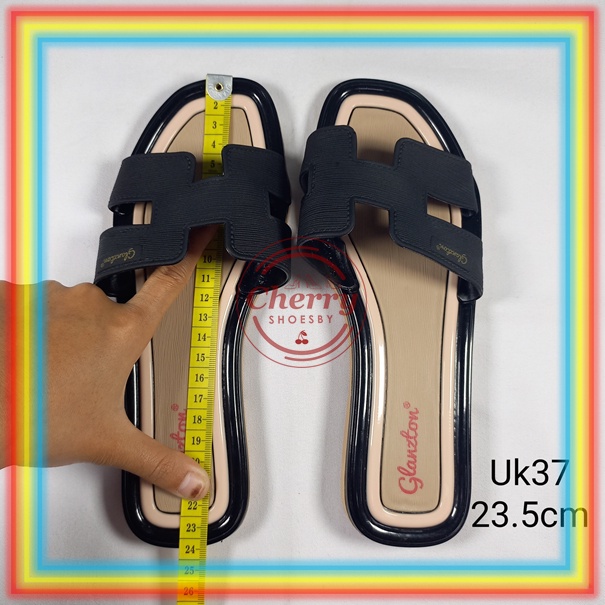 L1838Y26JPS Sandal Selop Wanita Jelly Doff Model H Sendal Slop Dua Warna Elegan Impor Glanzton