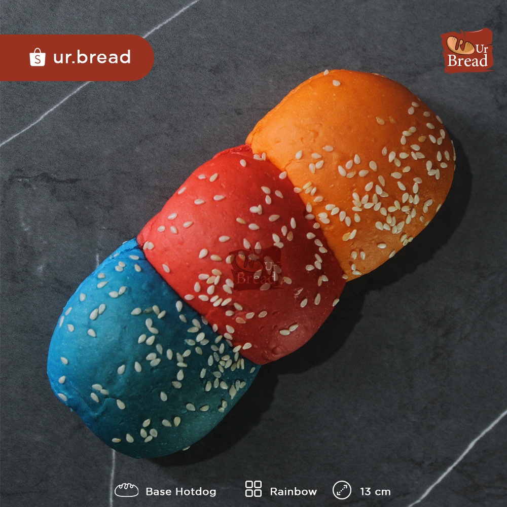 Roti Hotdog Rainbow 13cm | Base Hotdog (Long Burger) 13cm Rainbow