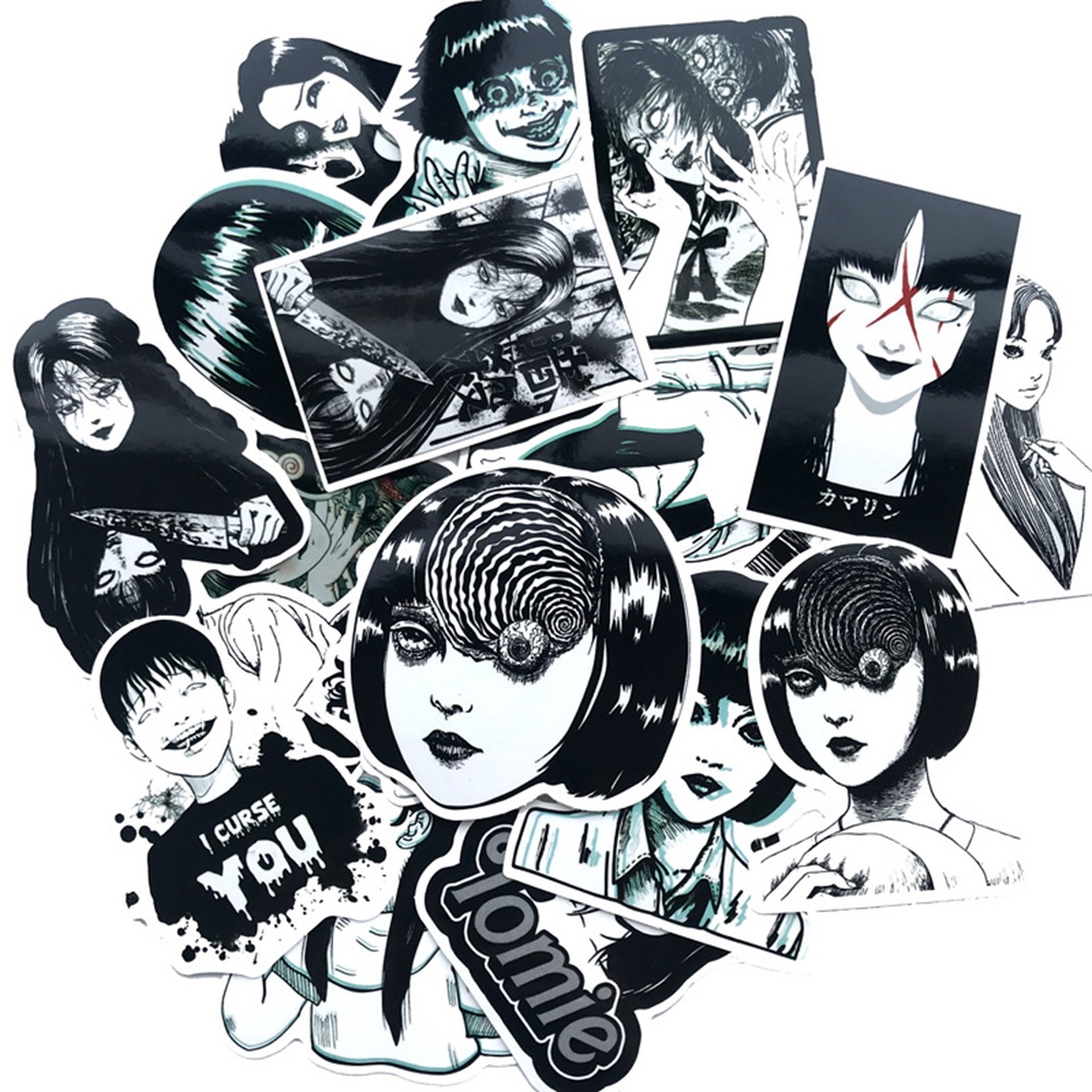 AUGUSTINA Funny Graffiti Skateboard Luggage Sticker Anime Stickers Scrapbook Waterproof Suitcase 21pcs Junji Ito Decoration Horror Tomie