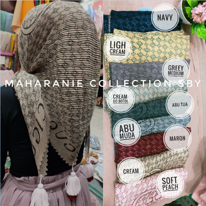 segi empat plisket chanel/segi empat plisket motif gucci/segi empat plisket jambul/segi empat pliske