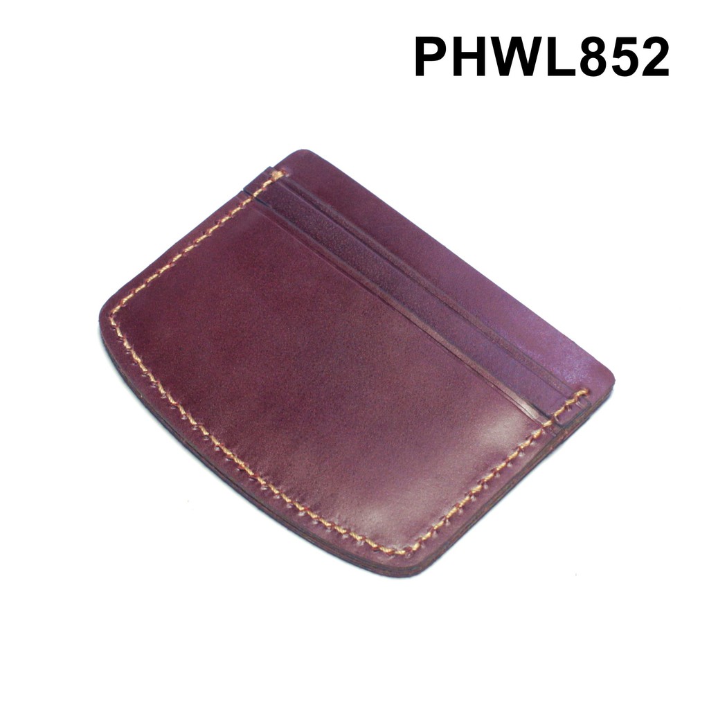 dompet kartu kulit asli card wallet - slim wallet warna marun PHWL852