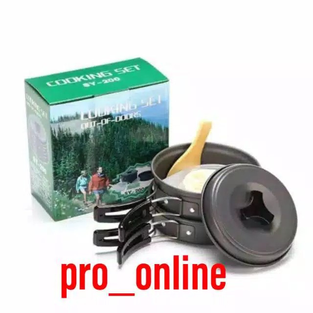 Satu Set Alat Masak Panci Kemping Gunung SY-200 Nesting 2 Person Camping Outdoor Traveling