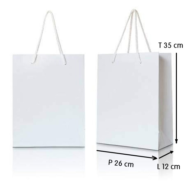 

Paper Bag Ivory 210 gr - Talikur (Putih Polos) (ukuran: 26x12x35 )