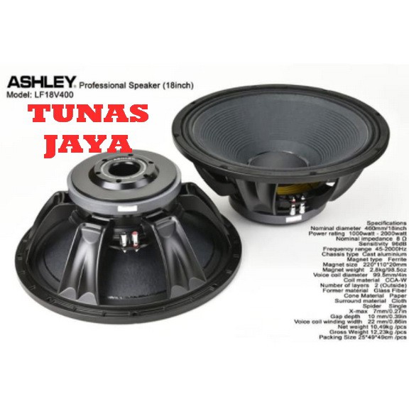 Speaker Component Ashley LF18 V400 Woofer 18 inch Original LF18v400 ORIGINAL