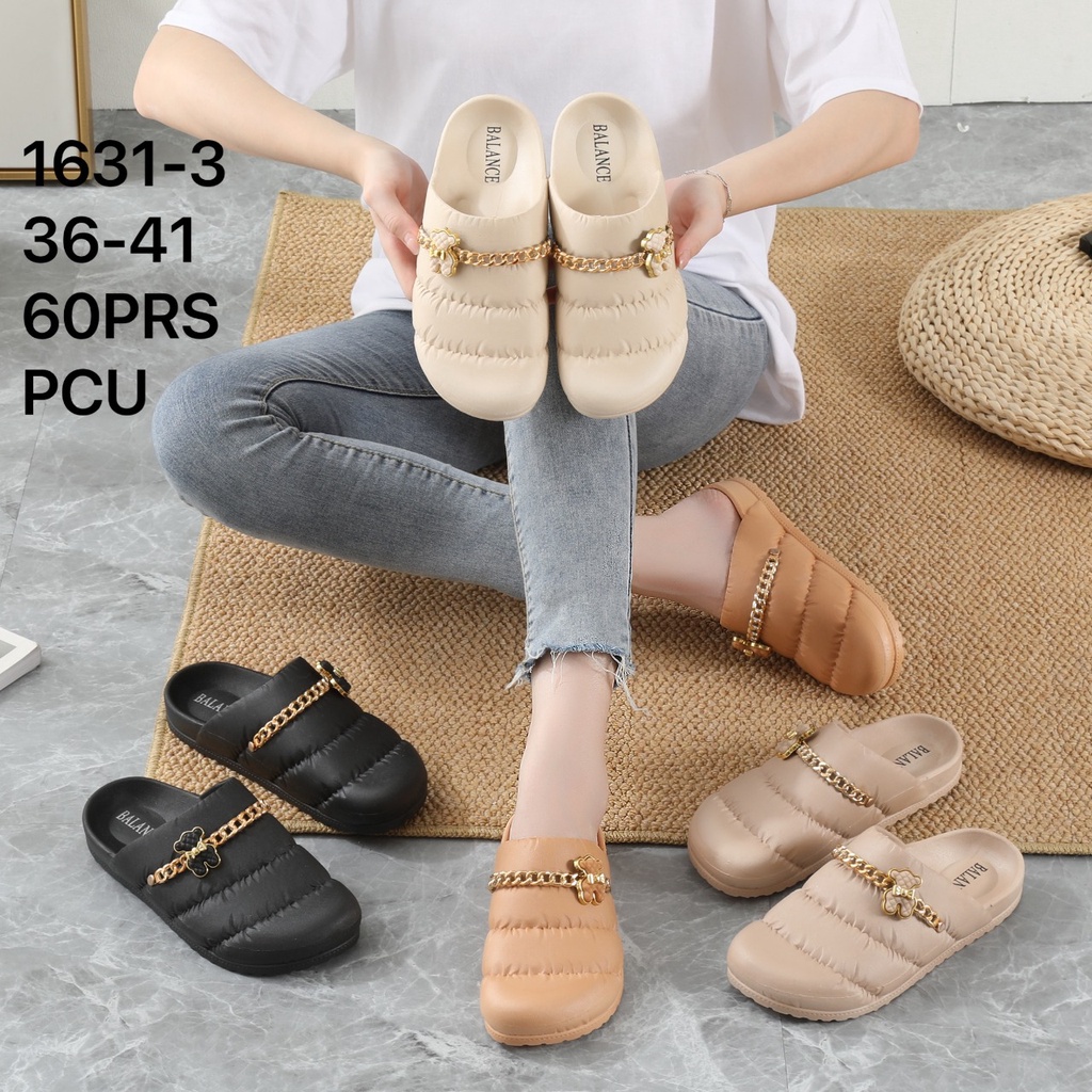 Sandal Kokop Kerut  / Sandal Mules Kerut Wanita Jelly Import 1631-3 Balance