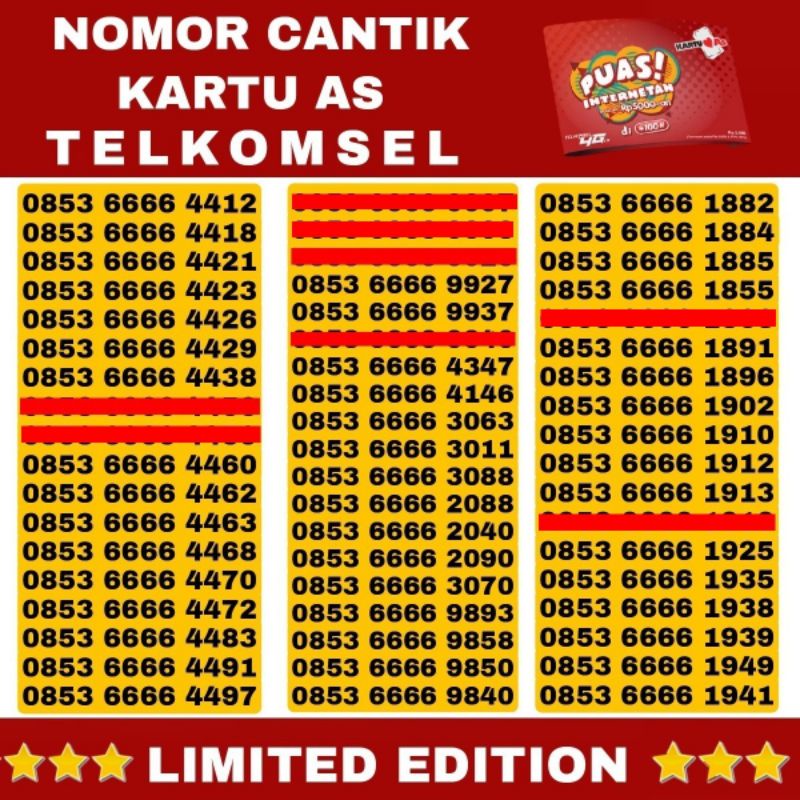 Nomor Cantik Telkomsel Kartu AS - Nomer Cantik AS Kwartet