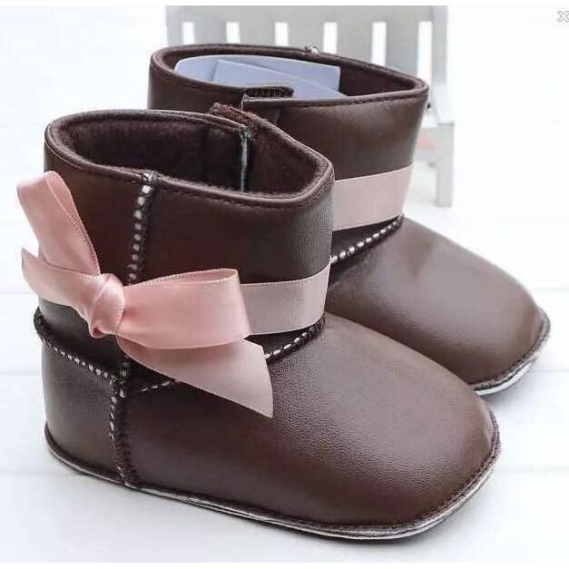 [JOYLEEN BEBE] Prewalker Boot Coklat Pita/Sepatu Boot Bayi Lucu/Sepatu Prewalker Import Lucu Murah