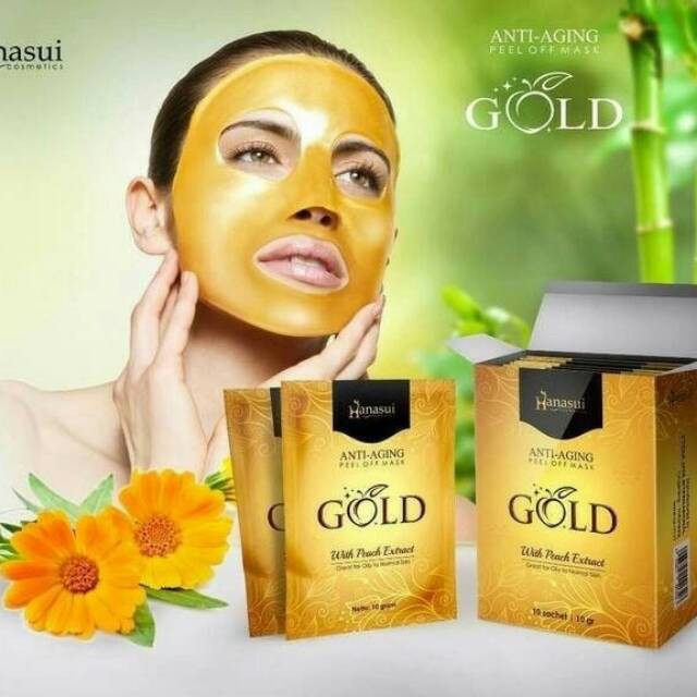 [SACHET] MASKER WAJAH HANASUI GOLD ANTI AGING BPOM