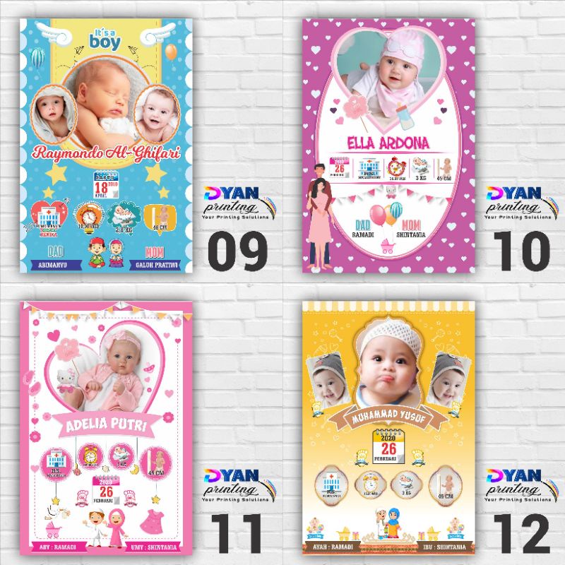 WALLDECOR BIODATA BAYI &amp; ANAK CUSTOM, BAHAN KAYU