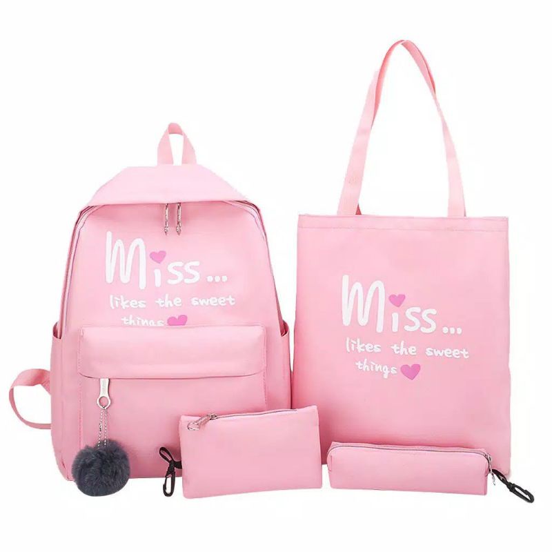 Ransel 4in1 Miss / Tas Sekolah Anak /Tas Beranak isi 4 Motif