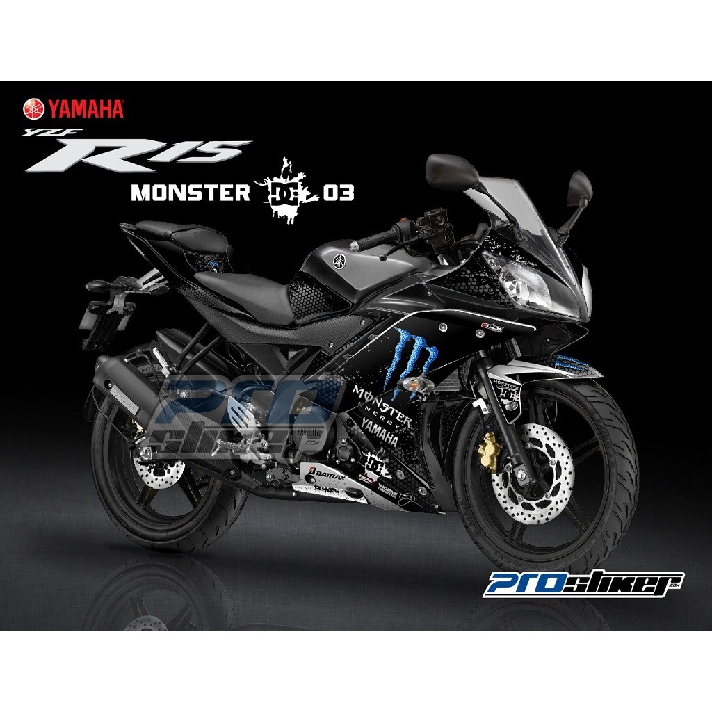 STRIPING R15 MODIF MOTIF MONSTER ENERGY BLACK EDITION STRIPING R15
