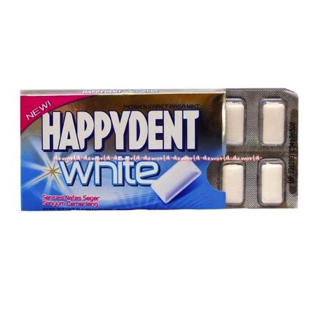 Happydent Cool White 10pcs Permen Karet Rasa Mint Sensasi Nafas Segar Happy Dent