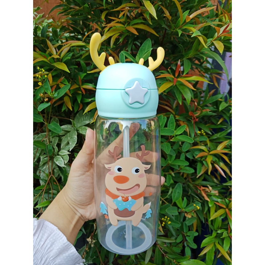 Botol Minum Anak 700ML Motif  Tanduk Rusa/Botol minum karakter/Botol minum anak lucu (BISA COD)