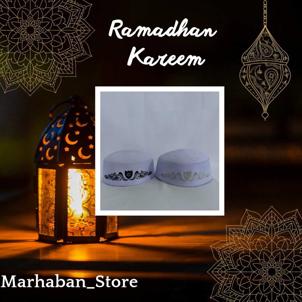 Songkok kopyah peci malaysia logo terumpah putih fashion muslim