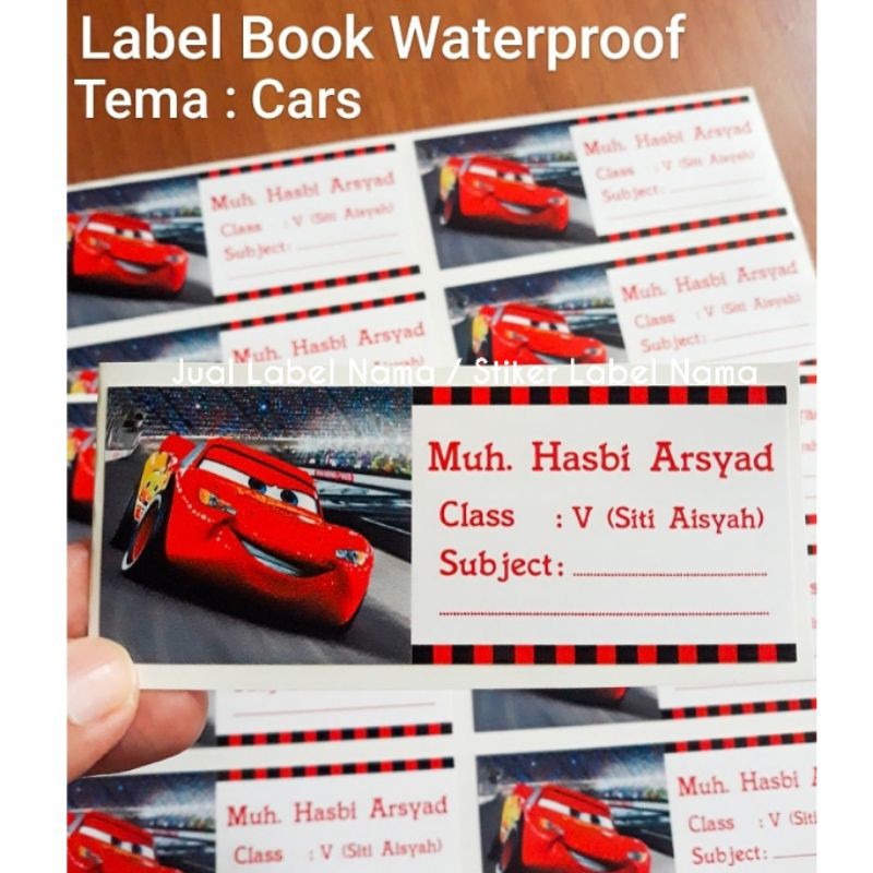 

CARS ~ LABEL BOOK WATERPROOF / LABEL BUKU PELAJARAN / STIKER BUKU SEKOLAH / STIKER PELAJARAN