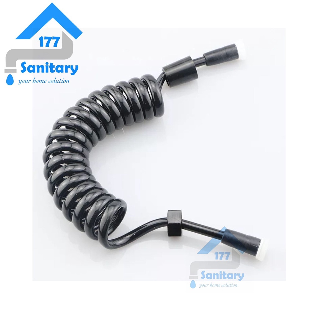 Selang shower Model telepon 150 cm HITAM- fleksibel kloset telephone spiral hose shower mandi 1,5meter flexible hose black