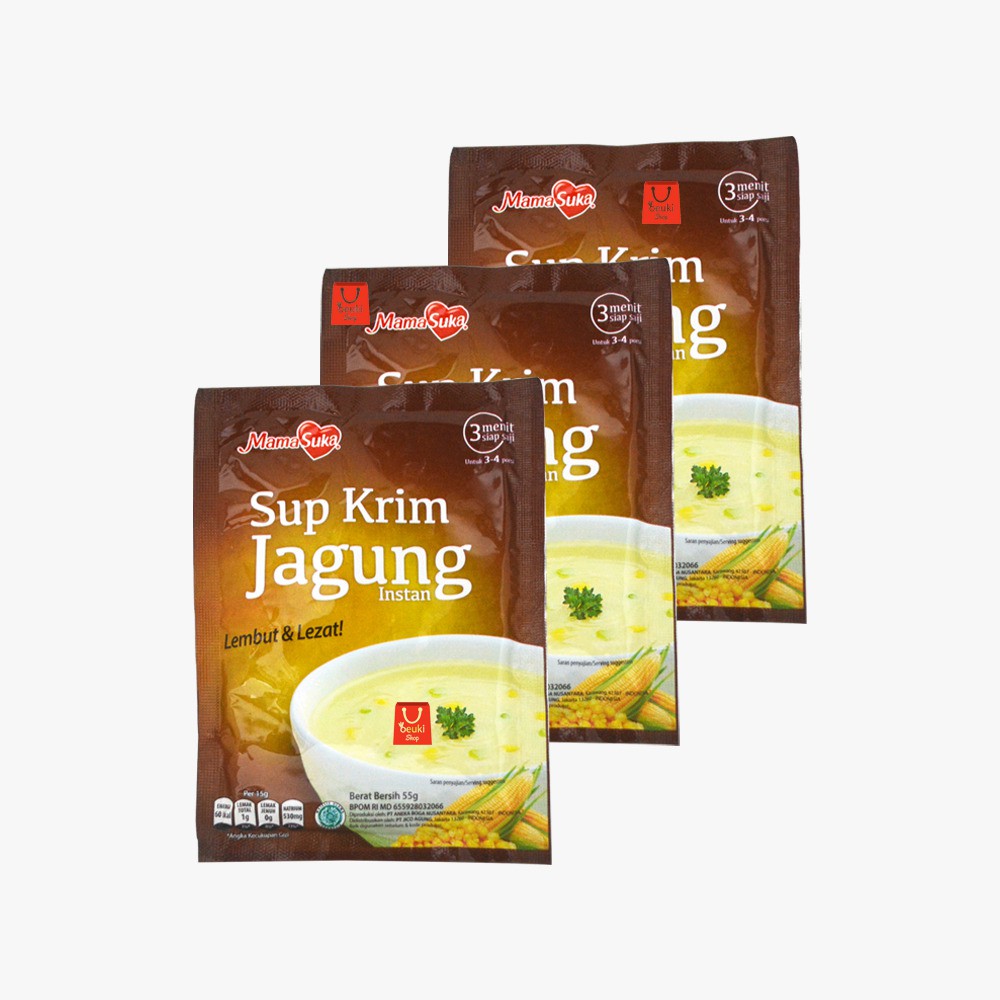 

3 PCS Sup Krim Jagung Instan Siap Saji Mama Suka Lembut dan Lezat - 3pcs x 55gr