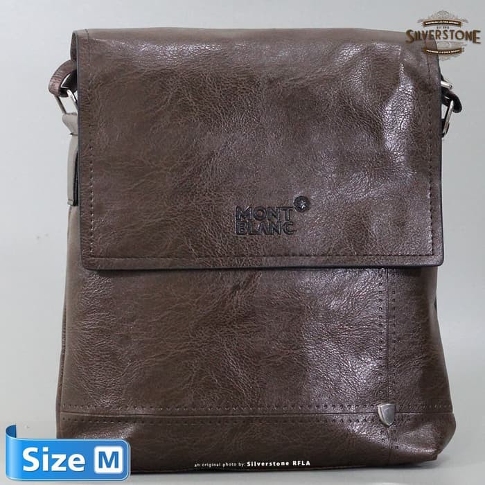 Montblanc Mini MBag-K05 Tas Selempang Pria Kantor Kulit Asli Import 2 - Cokelat Tua