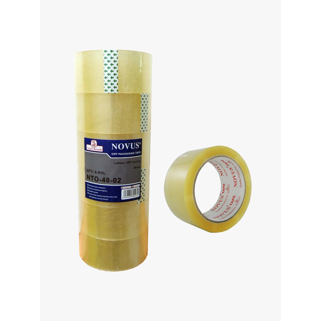 NOVUS Isolasi / Lakban Bening  48mmx72yard (6 Rolls) KUALITAS TERBAIK