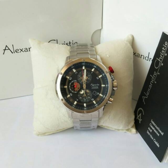 Jam tangan pria _ alexandre christie 6453 silver black original