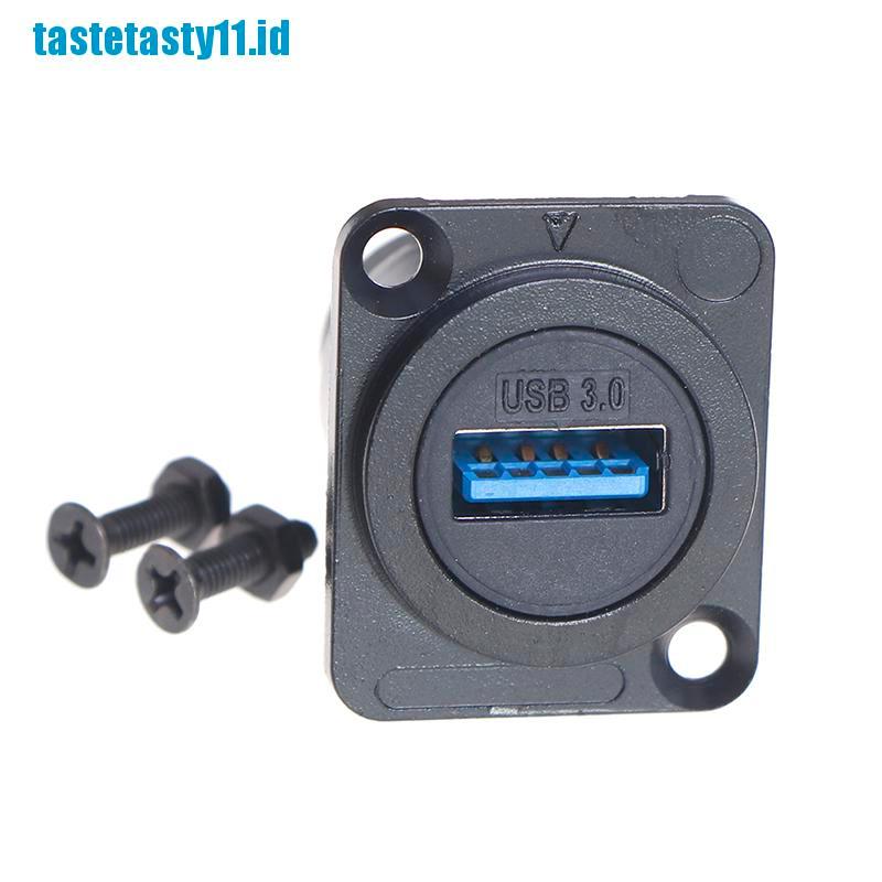 【tay】D type Metal USB Socket Double Pass Connector USB 3.0 Connector Panel Mou